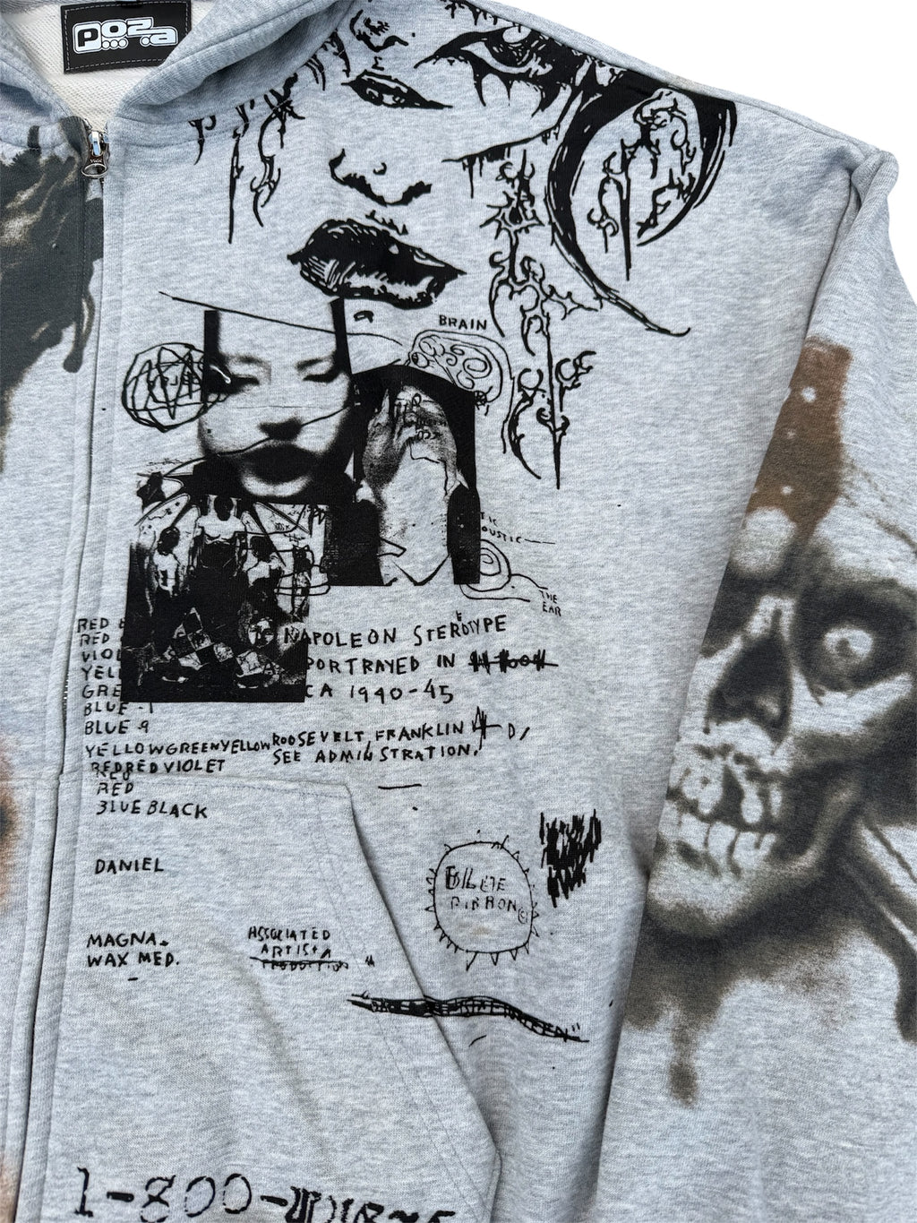 Póza tattoo zip hoodie