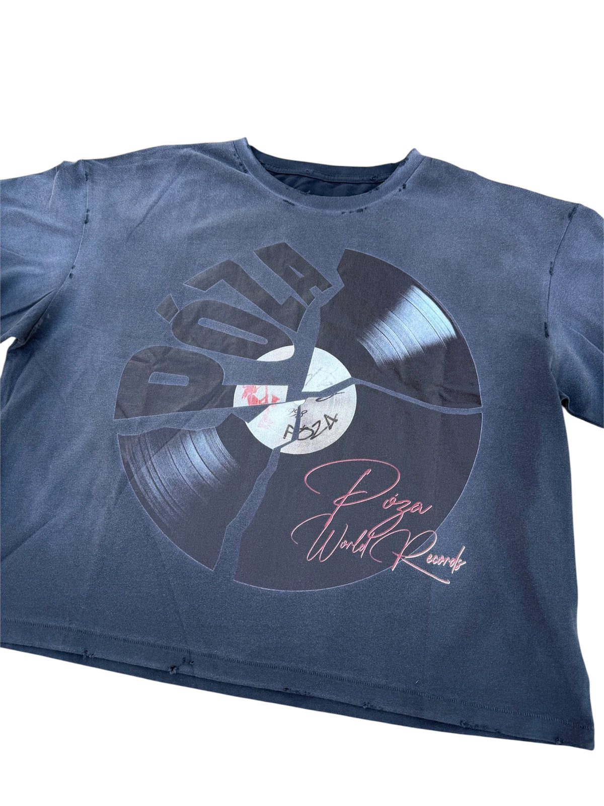 Póza record tee washed navy