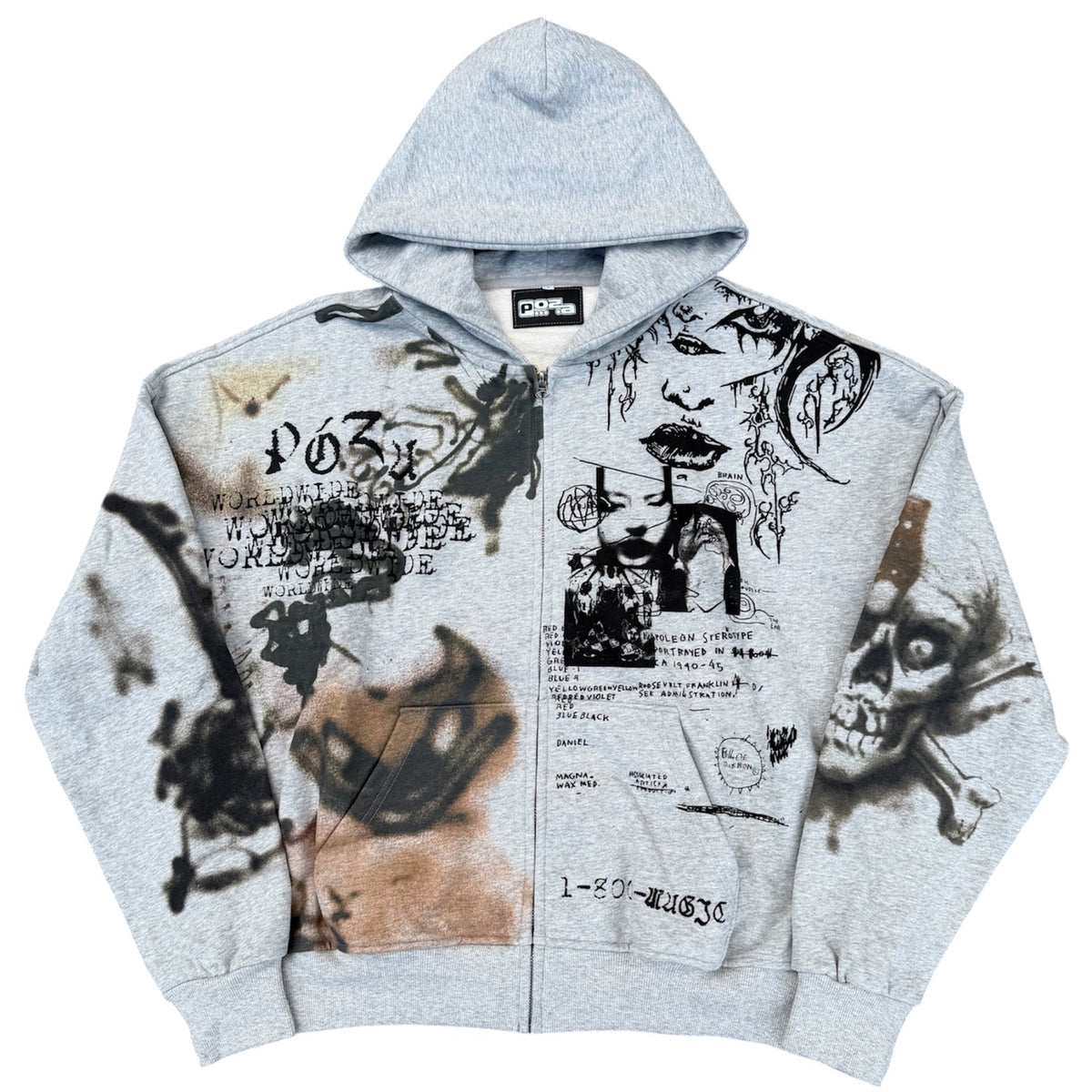 Póza tattoo zip hoodie