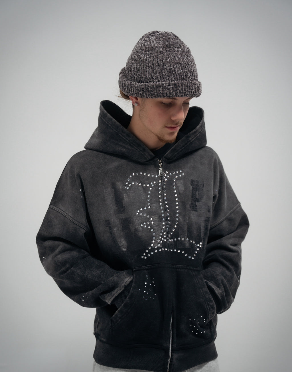 Póza scattered stone zip hoodie