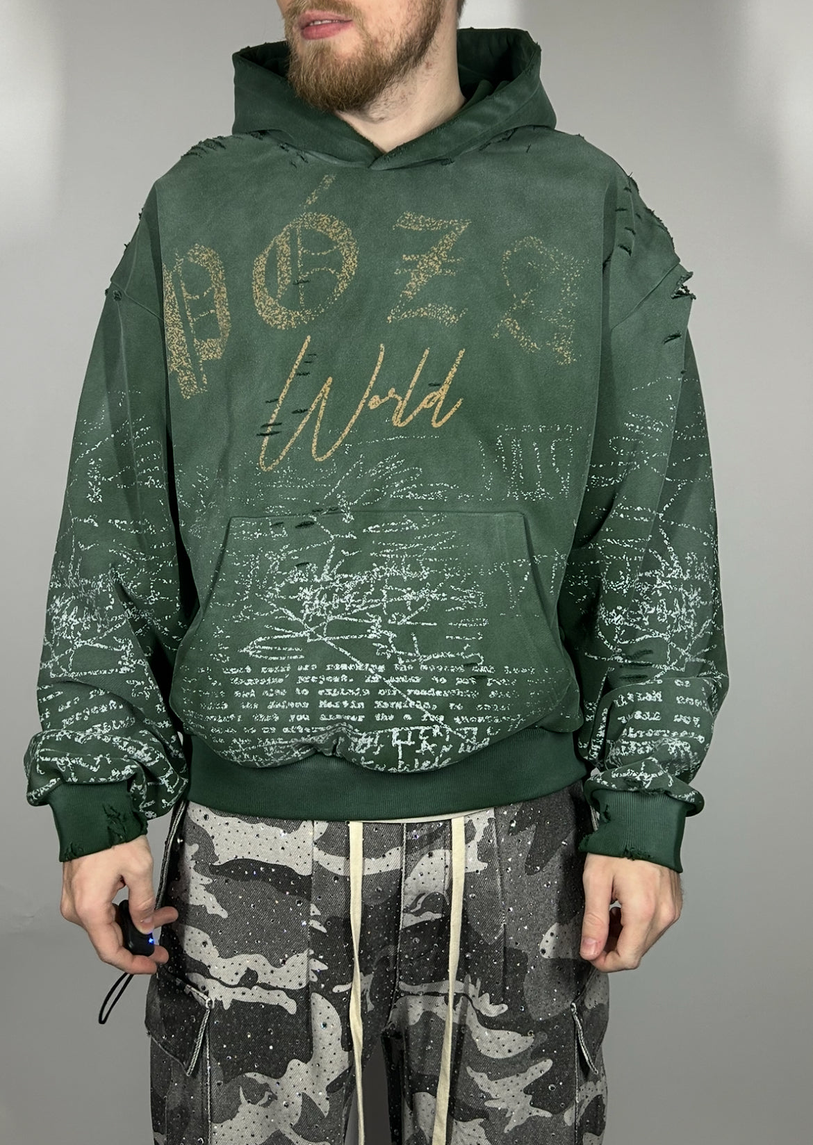 Póza Script hoodie forest green