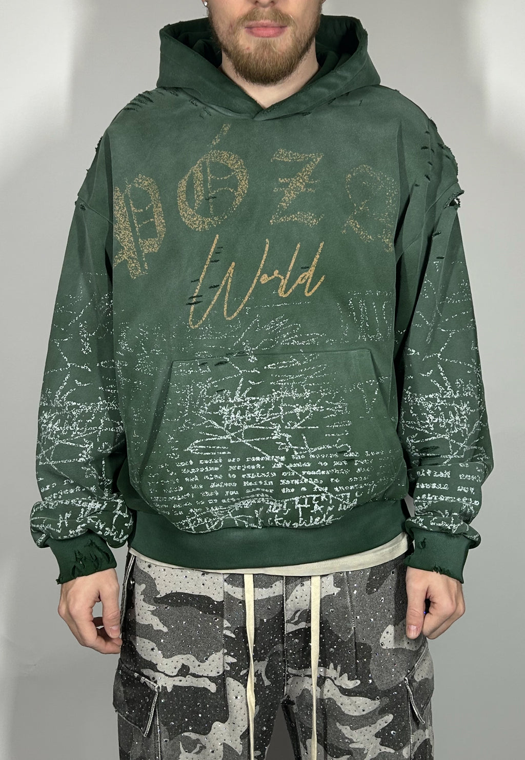 Póza Script hoodie forest green