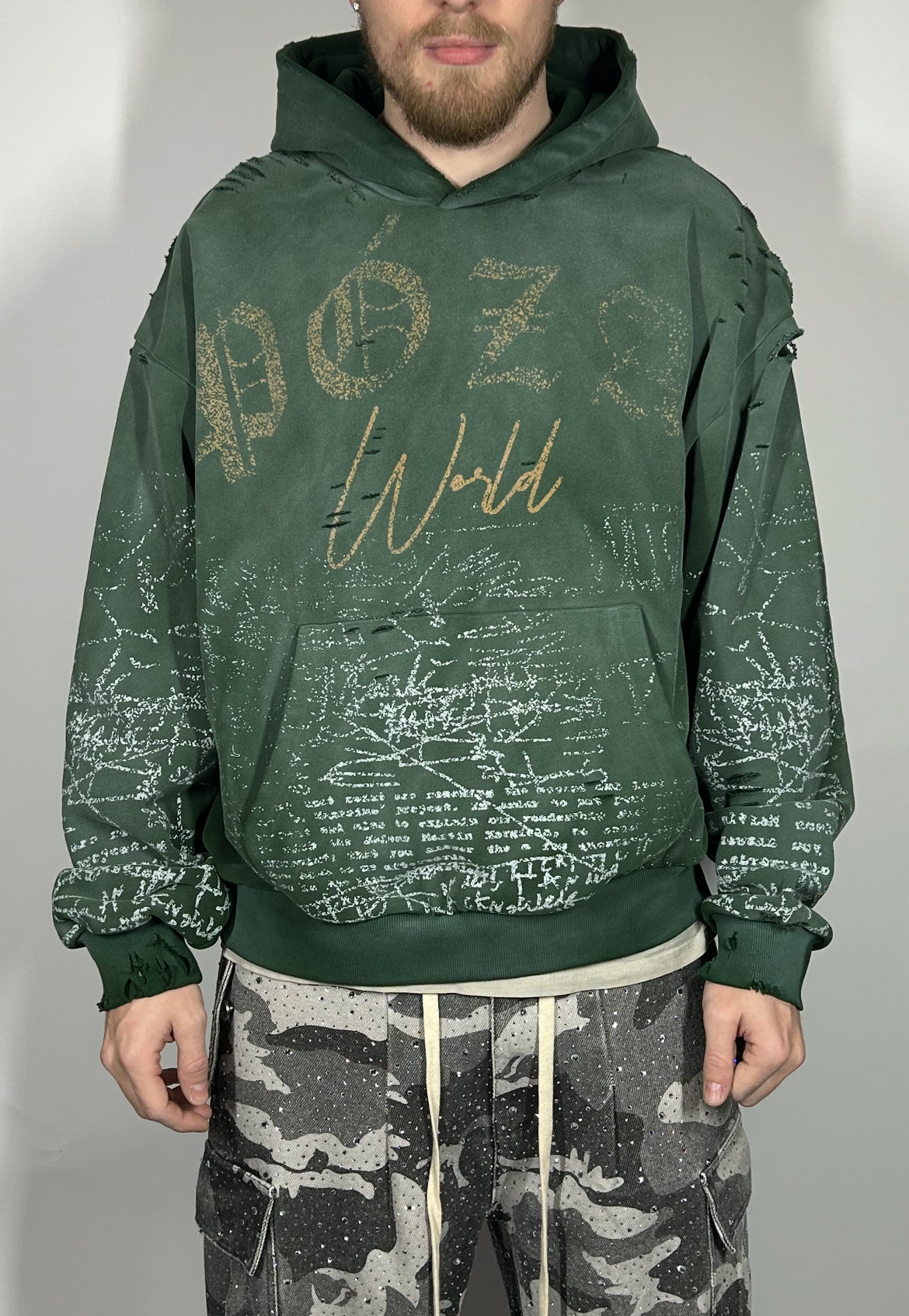 Póza Script hoodie forest green