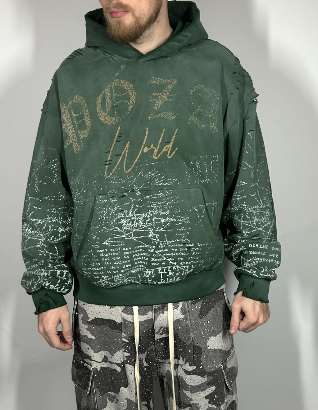 Póza Script hoodie forest green