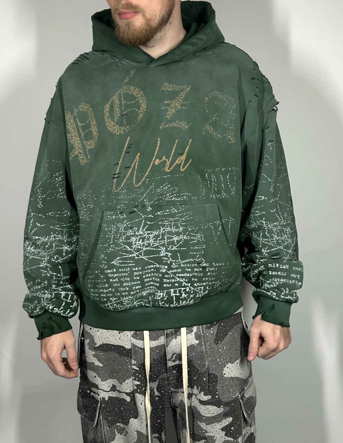 Póza Script hoodie forest green