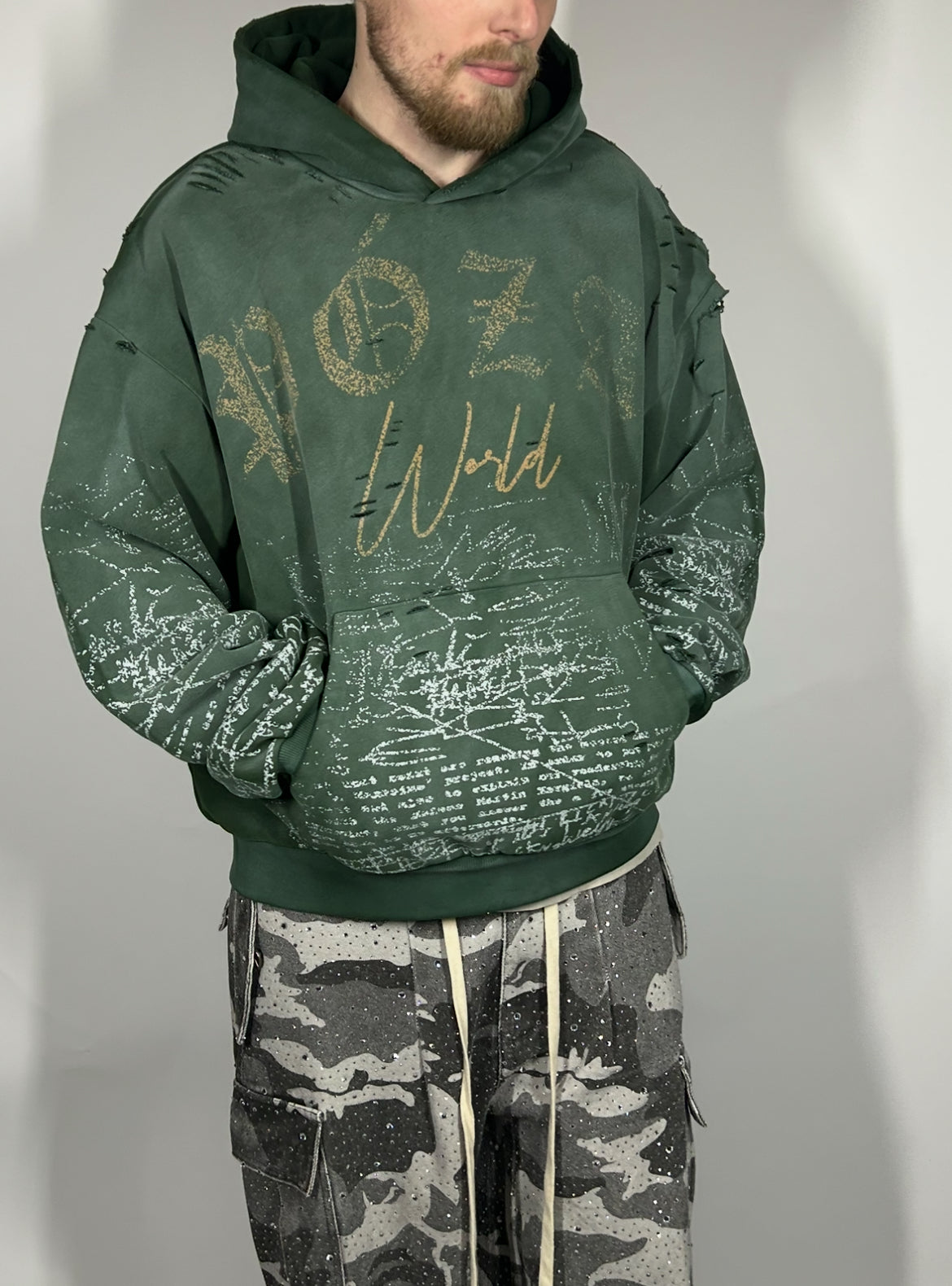 Póza Script hoodie forest green